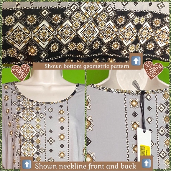 ARTSY NWT L LILY BY  FIRMIANA SLATE GRAY TUNIC W GEOMETRIC PATTERN - Picture 4 of 12